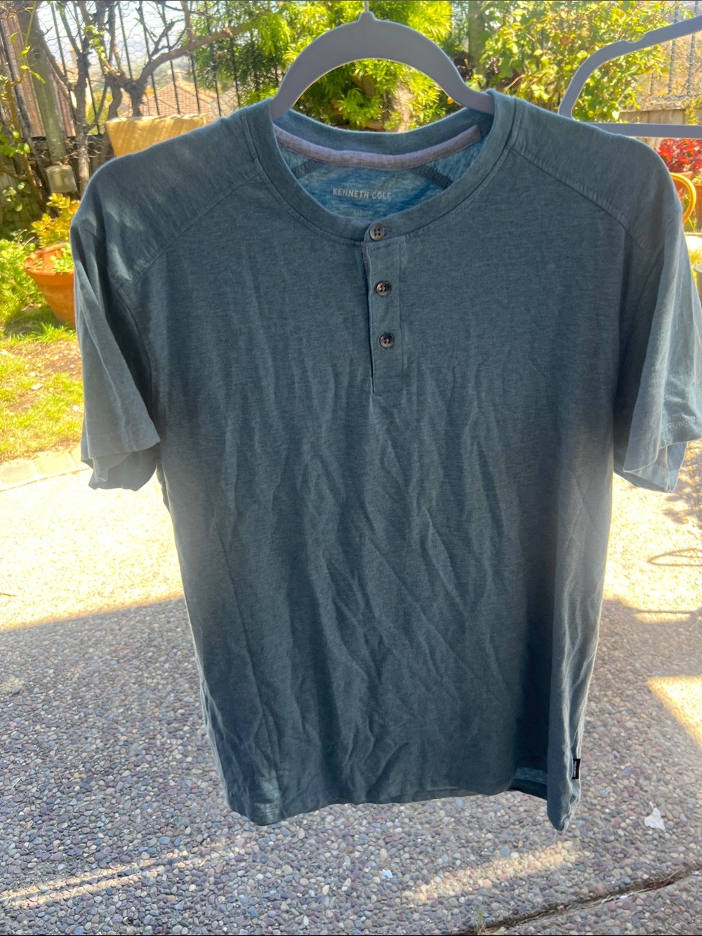 Kenneth Cole Men’s Teal Short-Sleeve Henley Shirt